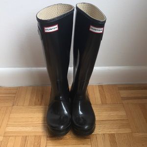 HUNTER original tall gloss rain boots: Black